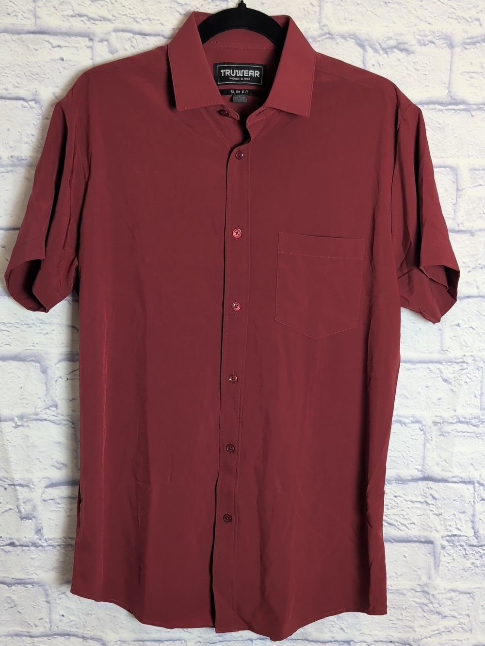 TruWear Slim Fit Phenom Classic Dress Shirt - Burgundy - Size Large 16.5